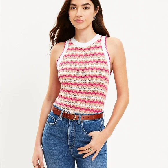 LOFT colorful knit scalloped tank sweater - Picture 10 of 10